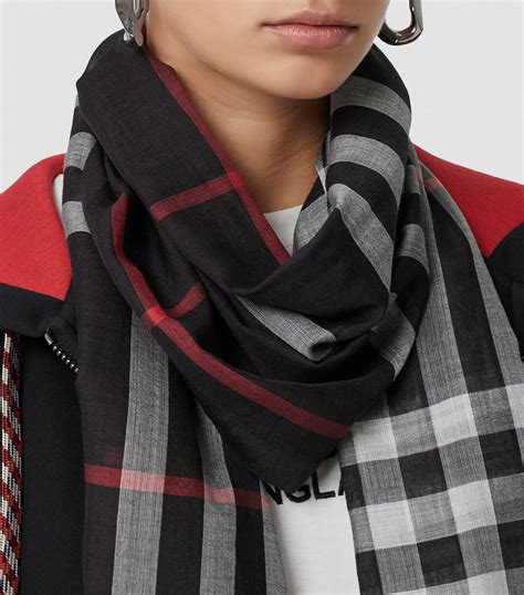 burberry vintage check lightweight wool silk scarf|burberry exploded check scarf.